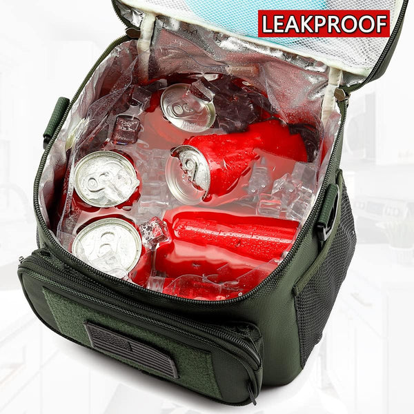 FlowFly Tactical Lunch Bag Large Insulated Lunch Box Cooler Tote for Men, Women with MOLLE/PALS Webbing (Army#Green, Medium) Army#Green Medium