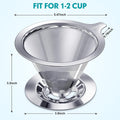 Laiyeoy Pour Over Coffee Dripper, Slow Drip Paperless Coffee Filter, Stainless Steel Pour Over Coffee Maker for Single Cup Brew, Double Mesh