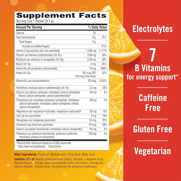 Emergen-C 1000Mg Vitamin C Powder for Daily Immune Support Caffeine Free Vitamin C Supplements with Zinc and Manganese, B Vitamins and
