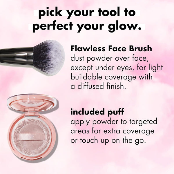 E.L.F. Halo Glow Powder Filter, Ultra-Fine Finishing Powder, Smooths the Look of Pores & Fine Lines, Creates a Soft-Focus Glow, Vegan &