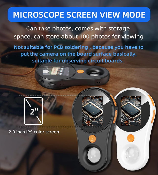 T TAKMLY Magnifying Glass with Light Portable Handheld USB Digital Microscope Macro Camera 2.0 Inch IPS Color Screen Fix