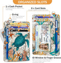 Credit Card Holder Slim Wallet, Sea Turtle RFID Wallet Women Front Pocket Small Card Holder Travel Cute Funny Thin Card Case ID Window PU Leather
