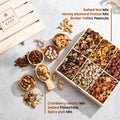 Nut Gift Basket, in Reusable Wooden Crate, Healthy Fathers Day Gift Option, Gourmet Snack Food Box, with Unique Flavors, Great for Feel Better,