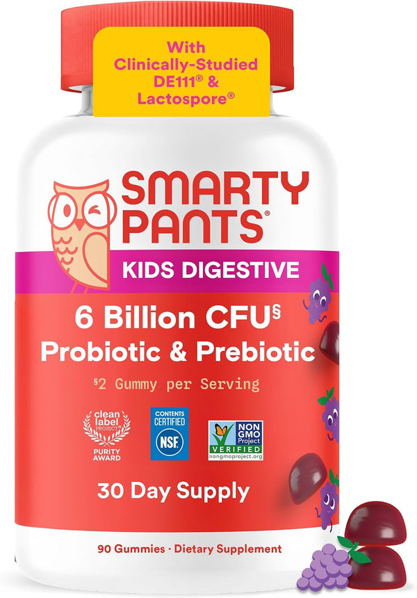 Smartypants Kids Probiotic Immunity Gummies: Prebiotics & Probiotics for Digestive Health and Immune Support Supplement, Gluten Free, Vegan, Grape