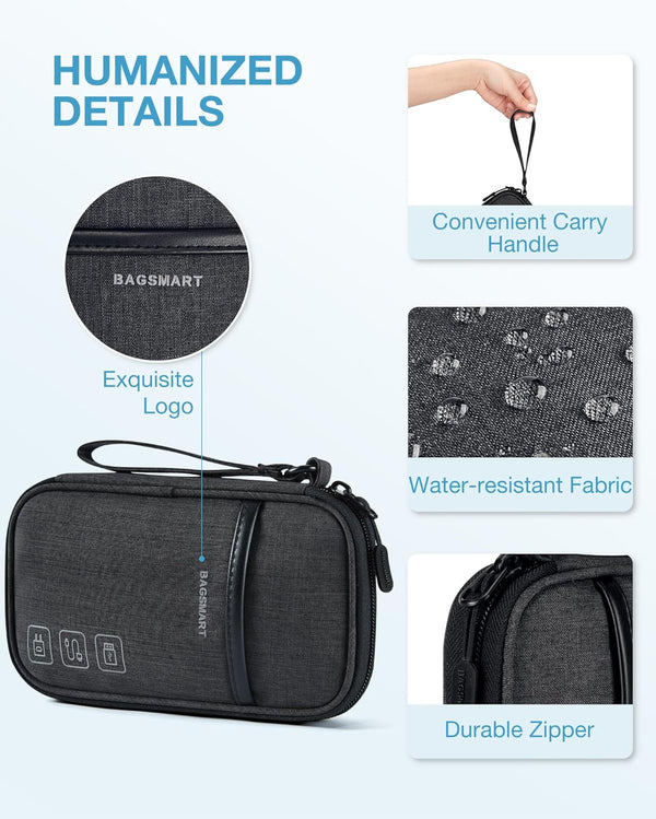 BAGSMART Cord Organizer Travel Cable Organizer Bag Tech Electronic Organizer Travel Case, Travel Essentials for Charger, Cable, Phone, Flash