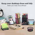 Pen Holder for Desk, 6 Pieces Mesh Desk Organizer Set 3 Compartments Pens Holder, Mail Organizer Letter Holder Home Office Supplies Caddy Storage