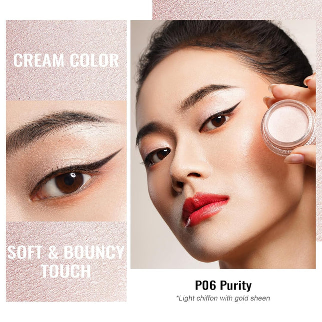 Oulac Shimmer Cream Eyeshadow Also for Highlighter Blendable Eye Shadow Waterpro