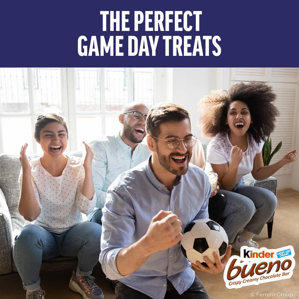 Kinder Bueno Milk Chocolate Bars with Hazelnut Filling, 30 Packs of 2, Bulk Chocolate Candy Bars for Game Day, Football Party Supplies, Snacks for