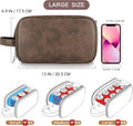 Elviros Toiletry Bag for Men PU Leather Shaving Dopp Kit (Large, Chocolate) | Water-Resistant Travel Organizer for Bathroom Toiletries, Grooming