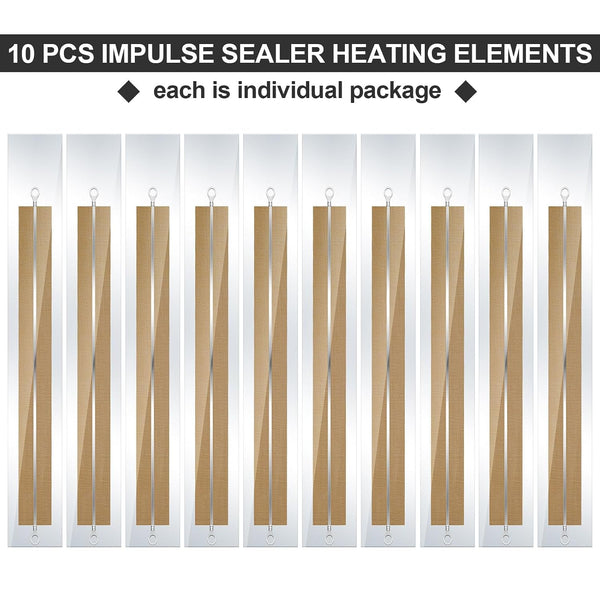 Honoson 10 Pieces 8 Inch Impulse Sealer Heating Element Service Spare Repair Parts Kit 2mm Heat Sealers Strips Replacement Elements