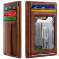BULLIANT Men Slim Leather Wallet Money Clip 7Cards-Gift Boxed-RFID Blocking | Easy Access | Pocket Fit | Minimalist Skinny Brick Brown7490 Alaska