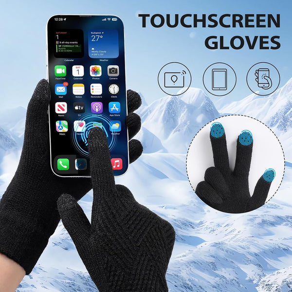 Tavaleu Women'S Winter Gloves - Warm Touch Screen Fleece Lined, Elastic Cuff Knit Gloves for Cold Weather