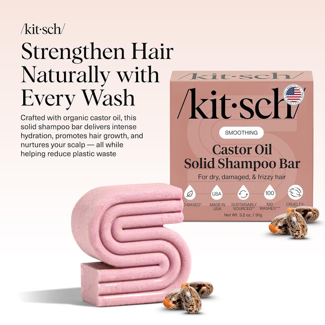 Kitsch Castor Oil Shampoo Bar Soap for Hair Care - Organic Castor Oil Hair Shamp