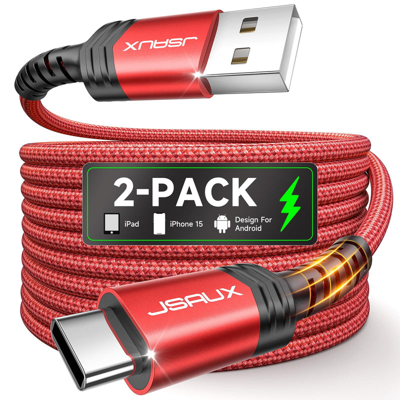 JSAUX USB C Cable [2-Pack 6.6Ft], USB a to USB Cord 3.1A Fast Charging Compatible with Iphone 16/16 Plus/16 Pro/16 Pro Max/Iphone 16E/Iphone 15