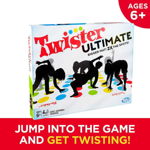 Hasbro Gaming Twister Ultimate: Bigger Mat, More Colored Spots, Family, Kids Party Game Age 6+; Compatible with Alexa (Amazon Exclusive) Standard