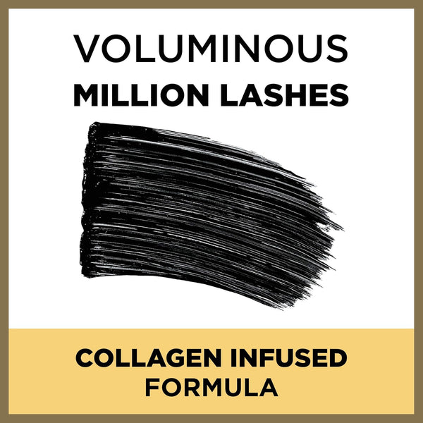 LÃ¢ÂÂOreal Paris Makeup Voluminous Million Lashes Mascara, Volumizing Collagen Infused Eye Makeup, Amplifying Mascara Brush, Washable, Black,