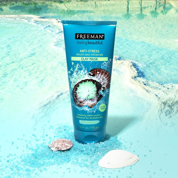 Freeman Anti-Stress Clay Mask, Dead Sea Mineral Face Mask, Lavender & Sea Salt Balance & Calm Skin, Unclog Pores, Facial Mask for All Skin Types,
