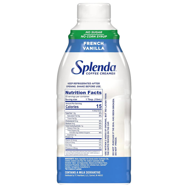 SPLENDA Sugar Free French Vanilla Coffee Creamer, 32 Fl Oz French Vanilla 32 Fl Oz (Pack of 1)
