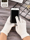 Pangda 12 Pairs Winter Touch Screen Gloves for Men Women Stretch Knitted Texting Gloves Warm Windproof Solid Color Mittens Black, White, Gray