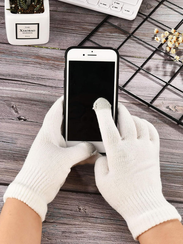 Pangda 12 Pairs Winter Touch Screen Gloves for Men Women Stretch Knitted Texting Gloves Warm Windproof Solid Color Mittens Black, White, Gray