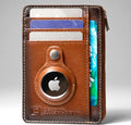 ID Stronghold RFID Blocking Front Pocket Wallet – Slim Minimalist Genuine Leather Wallet with Zipper Coin Pocket (Antiqued Brown)