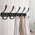 Dseap Coat Rack Wall Mounted - 5 Tri Hooks, Heavy Duty, Stainless Steel, Metal Coat Hook Rail for Coat Hat Towel Purse Robes Mudroom Bathroom