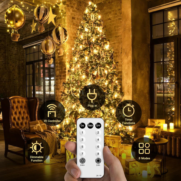 JMEXSUSS 168FT 600 LED String Lights for Outside Clear Wire, Warm White Christmas Lights Outdoor Waterproof, Tree Lights Outdoor Plug in for Patio