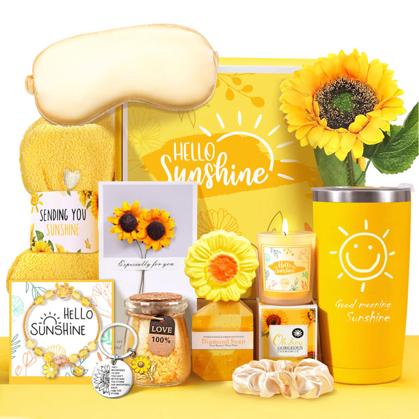 Birthday Gifts for Women, Set of 13 Unique Gift Baskets Birthday Present for Best Friends Bff Sister Sending Sunshine Include Tumbler, Get Well