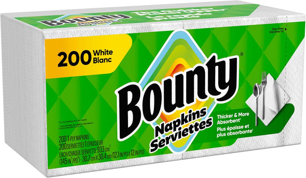 Bounty Paper Napkins, White, 200 Count, Packaging may vary 200 Count (Pack of 1)