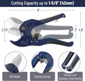 Bates- PVC Pipe Cutter, Cuts up to 1-5/8", Navy Blue Ratcheting PVC Pipe Cutter Tool, Pipe Cutters PVC Pipe Shears, Plastic Pipe Cutter, PEX Pipe