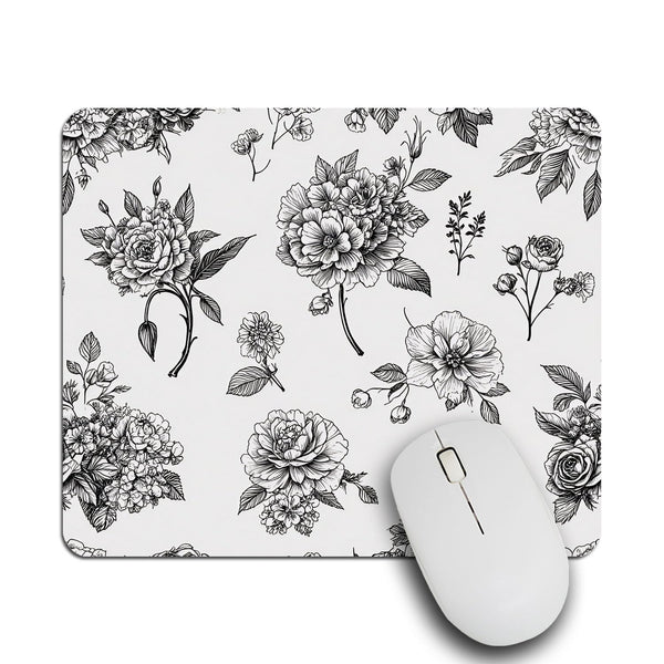 IBILIU Mouse Pad White Roses,Butterfly Flower Floral Rectangle Mousepad Non-Slip Rubber Base Computer Mouse Pad for Laptop, Office, Home - 9.5 X
