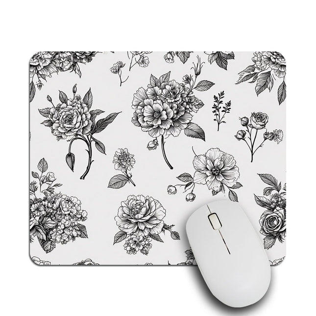 IBILIU Mouse Pad White Roses,Butterfly Flower Floral Rectangle Mousepad Non-Slip