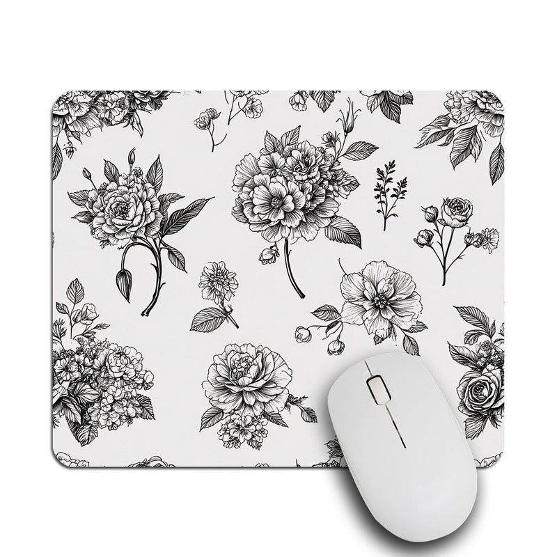 IBILIU Mouse Pad White Roses,Butterfly Flower Floral Rectangle Mousepad Non-Slip Rubber Base Computer Mouse Pad for Laptop, Office, Home - 9.5 X