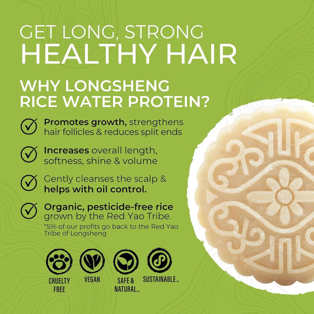Viori Hidden Waterfall Shampoo Bar - Made with Rice Water for Hair Growth - Hand