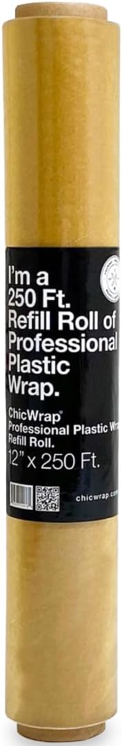 Chicwrap Plastic Wrap Refill Roll - 12 Inch X 250 Feet - Professional Grade Plastic Wrap - Disposable, BPA Free