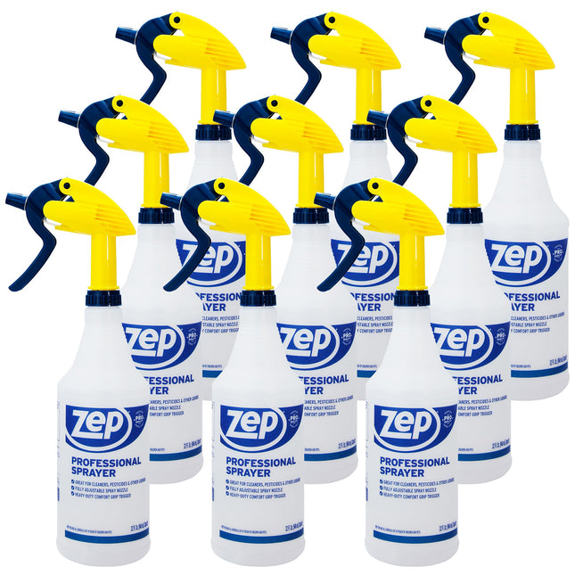 Zep Professional Sprayer Bottle - 32 Oz (Case of 9) - HDPRO9 - Versatile Adjustable Nozzle Spray Bottles with a Fine Mis