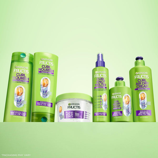 Garnier Fructis Curl Nourish Moisturizing Shampoo for Curly Hair, Plant Protein and Coconut Oil Formula, Up to 48HR of Curl Definition, Sulfate