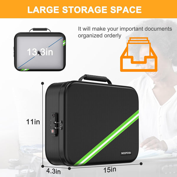 Noiposi Document Organizer with 5200Ã¢ÂÂ Heat Insulated,Waterproof and Fireproof Document Box with Lock, Home Travel Strong Fireproof Safe Storage