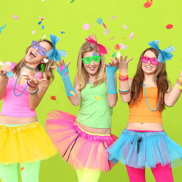 YAROMO 80S 90S Party Favors Birthday Supplies, Hip Hop Theme Gift Neon Earrings Glasses Gloves Necklace Slap Bracelet Neon Hair Scrunchies 80S 90S