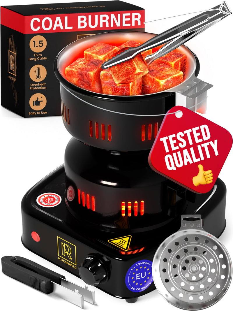 Hookah Coal Burner for Hookah – Premium FIRE Tower Multipurpose Electric Stove for Hookah Coals Burner for Shisha, Free Hookah Tongs, overheat
