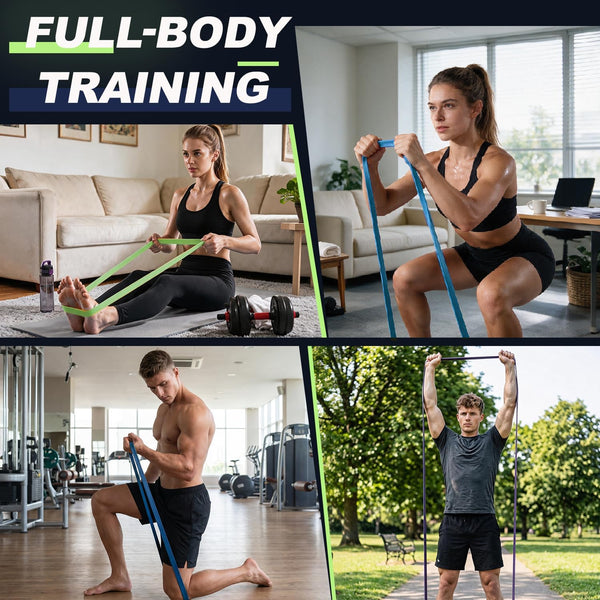 LEEKEY Resistance Bands, Exercise Bands with Handles,Pull up Assist Bands - Band Set with Door Anchor - Bands for Working Out,Band for Men and