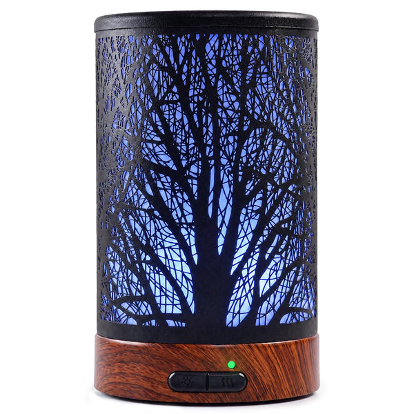 EQUSUPRO Essential Oil Diffuser 150ml Black Metal Aromatherapy Oil Diffuser Ultrasonic Cool Mist Diffuser with Auto Shut-Off Protection,7 Colors