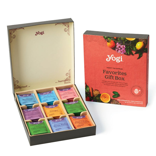 Yogi Organic Tea Sampler Gift Box - Assorted Delicious Wellness Teas - 9 Favorit