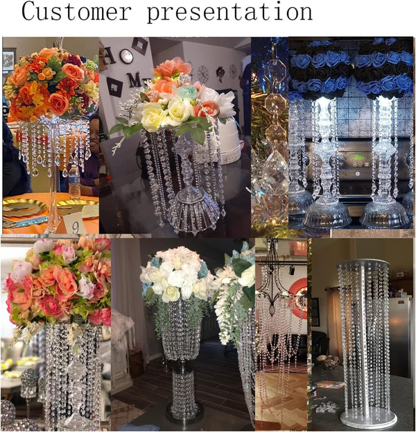 WAZHRMGHG 99FT Clear Acrylic Crystal Garland Strands Hanging Chandelier Bead Chain Ornament String Decorations for Manzanita Centerpiece Christmas