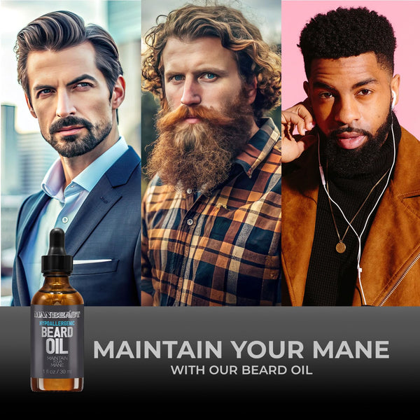Beard Oil for Men - Hypoallergenic Natural Ingredients for Sensitive Skin, Nut Free Mustache Growth Conditioners, Natural Solution Conditioner to