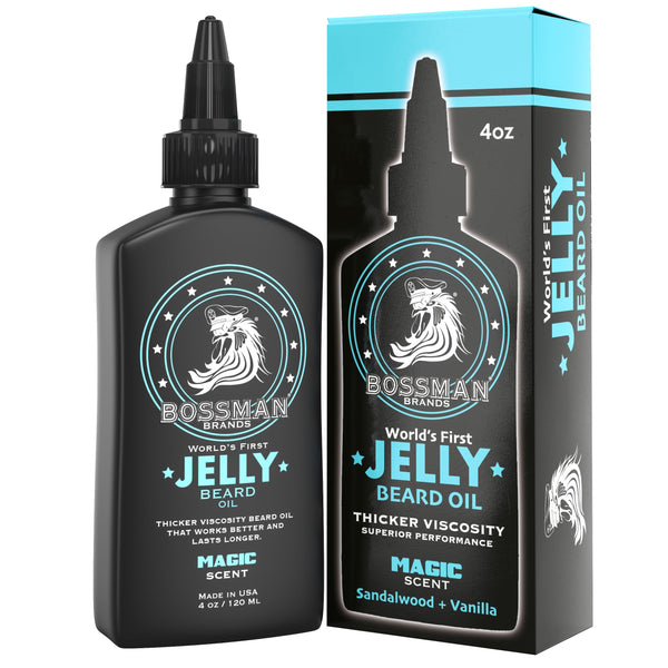 Bossman Jelly Beard Oil for Men (4 Oz, Magic Scent) Ã¢ÂÂ Softens, Moisturizes & Conditions with Natural Ingredients