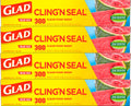 Glad Cling N Seal Plastic Wrap for Food, Airtight Seal, 300 Square Foot Roll (Pack of 4) 300 Sq Ft (Pack of 4)