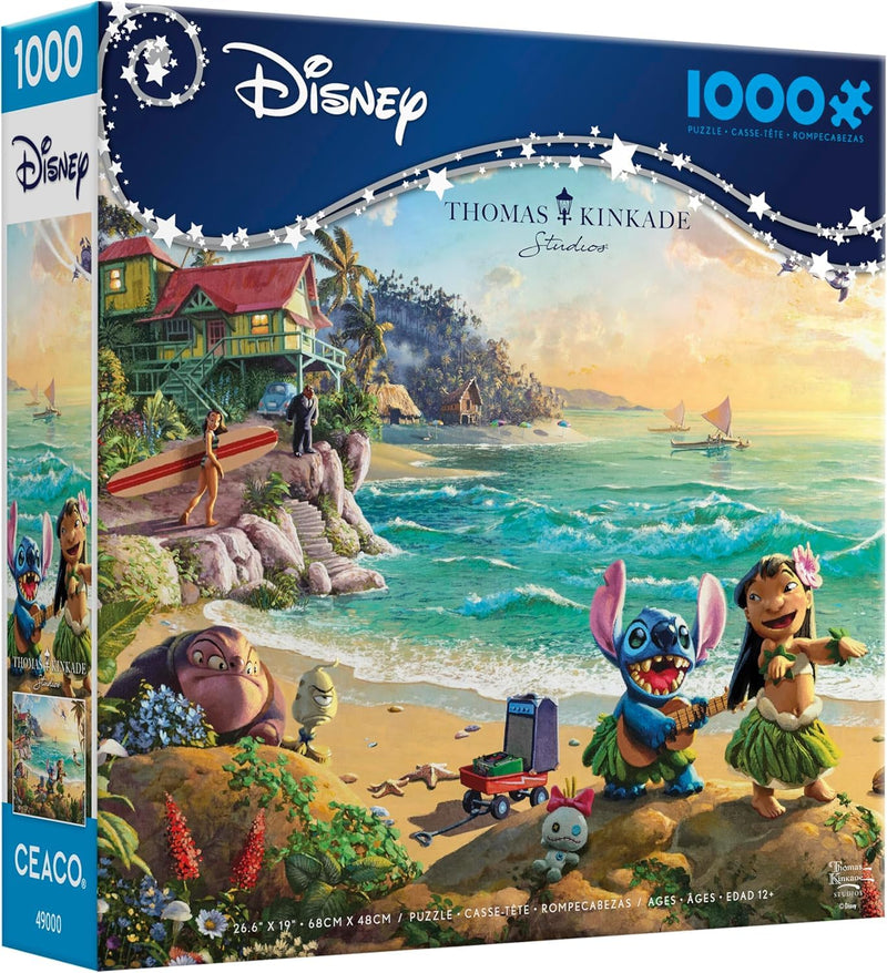 Ceaco - Thomas Kinkade Disney Lilo & Stitch 1000 Piece Jigsaw Puzzle, Premium Recycled Board, Made in USA, Includes Full-Color Poster, 26.75 x