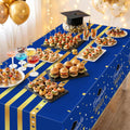 Childom 3 Pack Graduation Tablecloth,Graduation Decorations Class of 2026 Graduation Party Decorations,54"x108" Blue and Gold Plastic Table Cloth