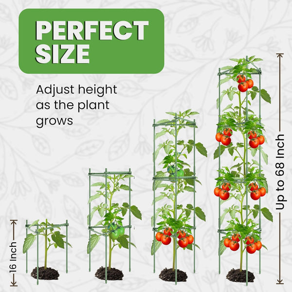 K-Brands Tomato Cage - Tomato Plant Stakes Support Cages, Trellis for Garden & Pots (Tall Upto 68 Inches)